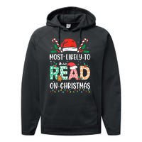 Funny Most Likely To Read Books On Christmas Funny Christmas Performance Fleece Hoodie