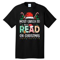 Funny Most Likely To Read Books On Christmas Funny Christmas Tall T-Shirt