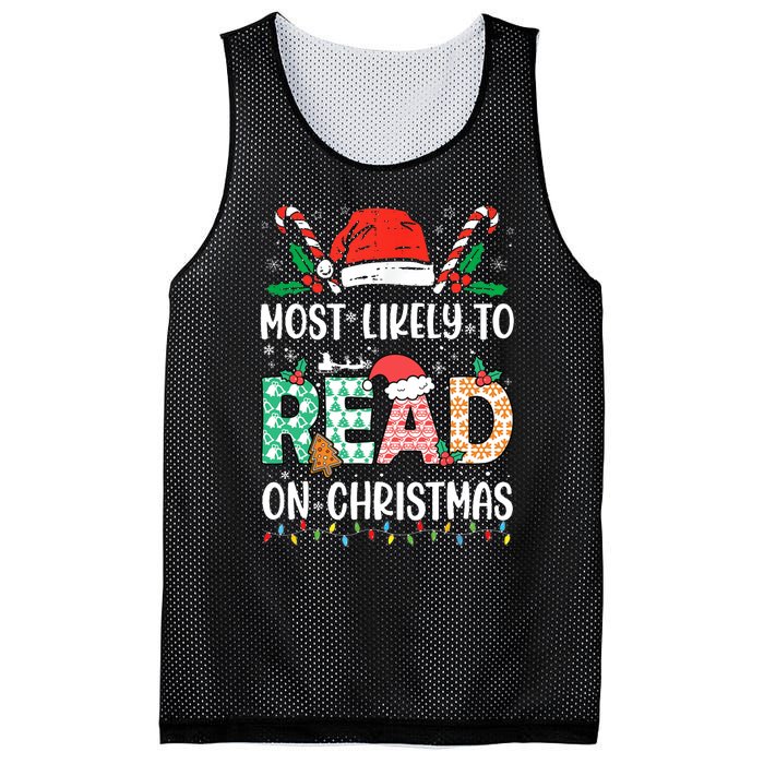 Funny Most Likely To Read Books On Christmas Funny Christmas Mesh Reversible Basketball Jersey Tank