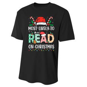 Funny Most Likely To Read Books On Christmas Funny Christmas Performance Sprint T-Shirt