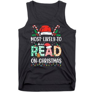 Funny Most Likely To Read Books On Christmas Funny Christmas Tank Top