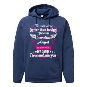 For Mem Loss Daddy Loving Memorial My Daddy In Heaven Cool Gift Performance Fleece Hoodie