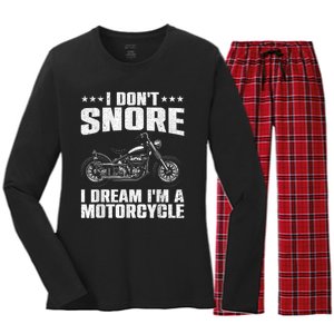 Funny Motorcycle Lover Graphic Women Men Motorbike Rider Women's Long Sleeve Flannel Pajama Set 