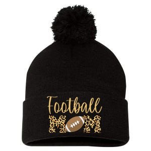 Football Mom Leopard Cute Logo Fan Pom Pom 12in Knit Beanie