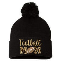 Football Mom Leopard Cute Logo Fan Pom Pom 12in Knit Beanie