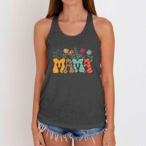 Floral Mama Leopard Gift For Mother's Day Women's Knotted Racerback Tank