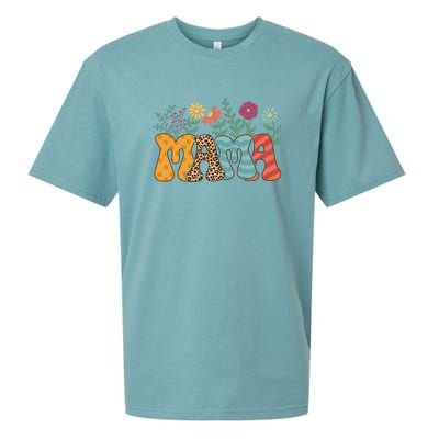 Floral Mama Leopard Gift For Mother's Day Sueded Cloud Jersey T-Shirt