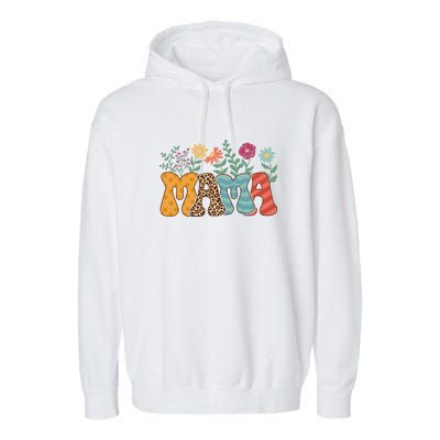 Floral Mama Leopard Gift For Mother's Day Garment-Dyed Fleece Hoodie