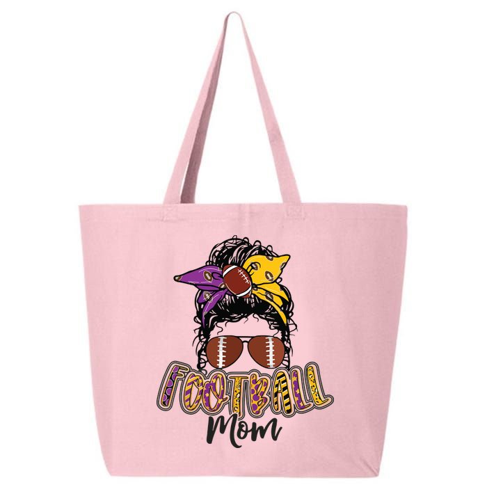 Football Mom Life Leopard Messy Bun Player 25L Jumbo Tote