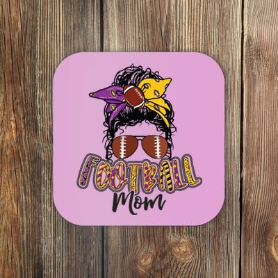 Football Mom Life Leopard Messy Bun Player Coaster