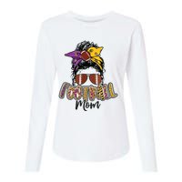 Football Mom Life Leopard Messy Bun Player Womens Cotton Relaxed Long Sleeve T-Shirt