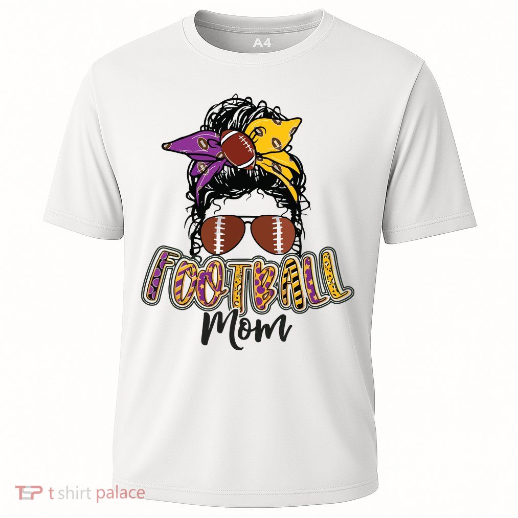 Football Mom Life Leopard Messy Bun Player Performance Shirt