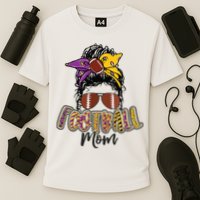 Football Mom Life Leopard Messy Bun Player Cooling Performance Crew T-Shirt