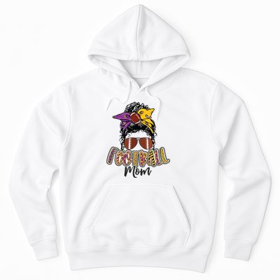 Football Mom Life Leopard Messy Bun Player Hoodie