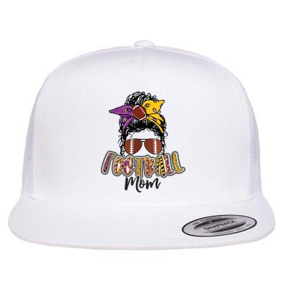 Football Mom Life Leopard Messy Bun Player Flatbill Hat