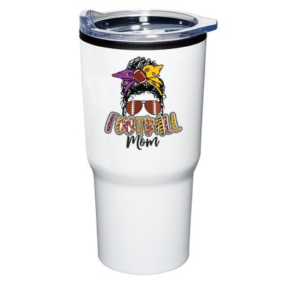 Football Mom Life Leopard Messy Bun Player Tumbler