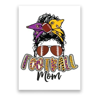 Football Mom Life Leopard Messy Bun Player Poster