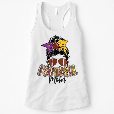 Football Mom Life Leopard Messy Bun Player Womens Tank Top