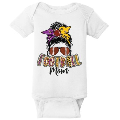 Football Mom Life Leopard Messy Bun Player Baby Bodysuit
