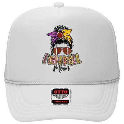 Football Mom Life Leopard Messy Bun Player Trucker Hat