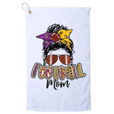 Football Mom Life Leopard Messy Bun Player Golf Towel