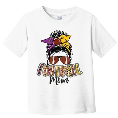 Football Mom Life Leopard Messy Bun Player Toddler T-Shirt