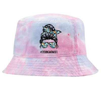 Fishing Mom Life Messy Bun Mom Funny Fishing Mom Tie-Dyed Bucket Hat