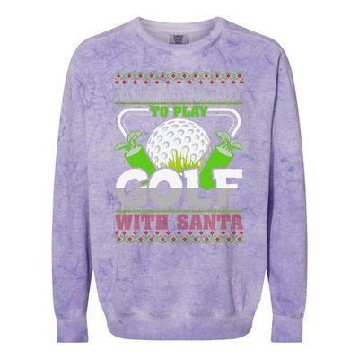 Funny Most Likely To Play Golf With Santa Matching Christmas Colorblast Crewneck Sweatshirt