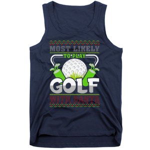 Funny Most Likely To Play Golf With Santa Matching Christmas Tank Top