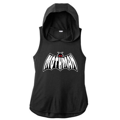 Funny Mothman Logo 1 Ladies PosiCharge Tri-Blend Wicking Draft Hoodie Tank