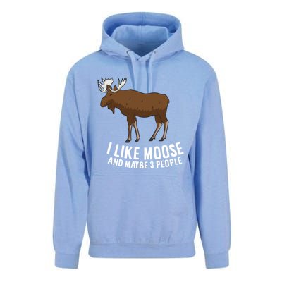 Funny Moose Love I Like Moose And Maybe 3 People Gift Unisex Surf Hoodie