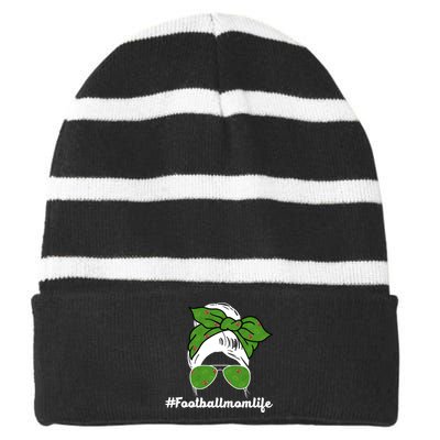 Football Mom Life Striped Beanie with Solid Band