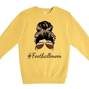 Football Mom Leopard And Messy Bun Premium Crewneck Sweatshirt