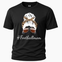 Football Mom Leopard And Messy Bun Cooling Performance Crew T-Shirt