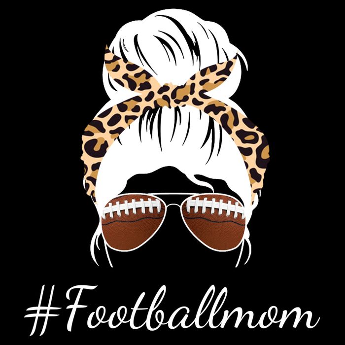Football Mom Leopard And Messy Bun Cooling Performance Crew T-Shirt