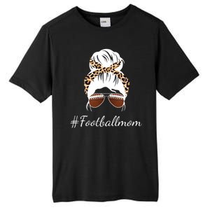 Football Mom Leopard And Messy Bun Tall Fusion ChromaSoft Performance T-Shirt