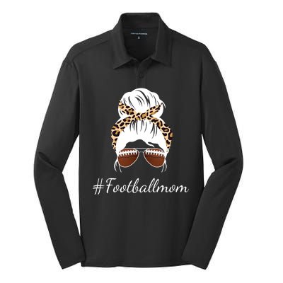 Football Mom Leopard And Messy Bun Silk Touch Performance Long Sleeve Polo