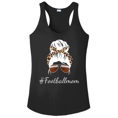 Football Mom Leopard And Messy Bun Ladies PosiCharge Competitor Racerback Tank