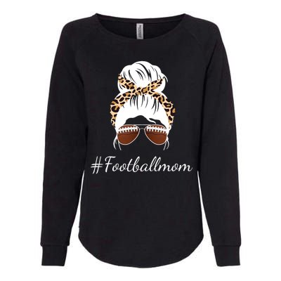 Football Mom Leopard And Messy Bun Womens California Wash Sweatshirt