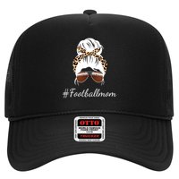Football Mom Leopard And Messy Bun Trucker Hat