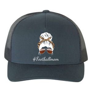 Football Mom Leopard And Messy Bun Yupoong Adult 5-Panel Trucker Hat