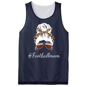 Football Mom Leopard And Messy Bun Mesh Reversible Basketball Jersey Tank