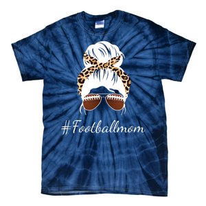 Football Mom Leopard And Messy Bun Tie-Dye T-Shirt