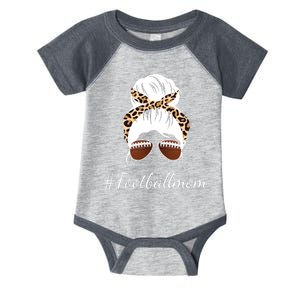 Football Mom Leopard And Messy Bun Infant Baby Jersey Bodysuit