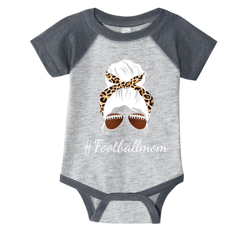 Football Mom Leopard And Messy Bun Infant Baby Jersey Bodysuit