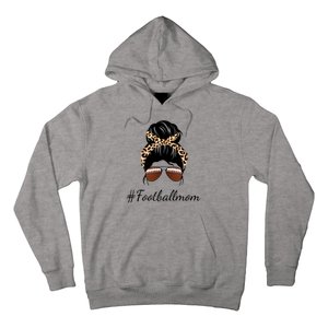 Football Mom Leopard And Messy Bun Hoodie