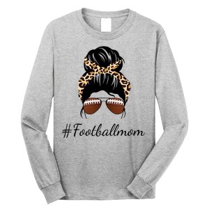 Football Mom Leopard And Messy Bun Long Sleeve Shirt