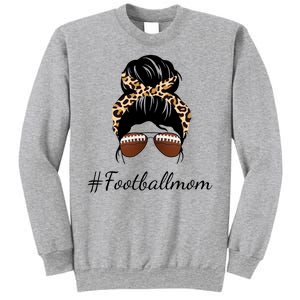 Football Mom Leopard And Messy Bun Sweatshirt