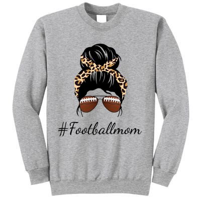 Football Mom Leopard And Messy Bun Sweatshirt