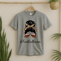 Football Mom Leopard And Messy Bun T-Shirt